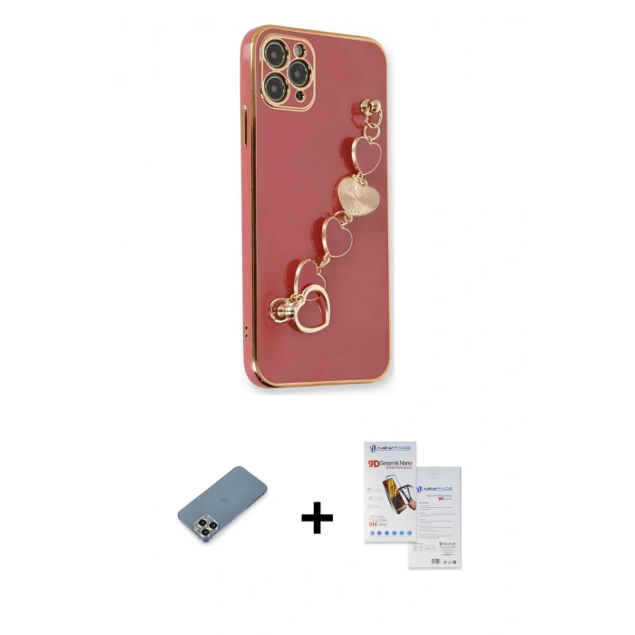 MARSİLYAN™- iPhone 11 Pro Max Kılıf Nova Işık Prime - Siyah Seramik Nano Ekran Koruyucu + Metal Kamera Lens Koruma Cam - GS