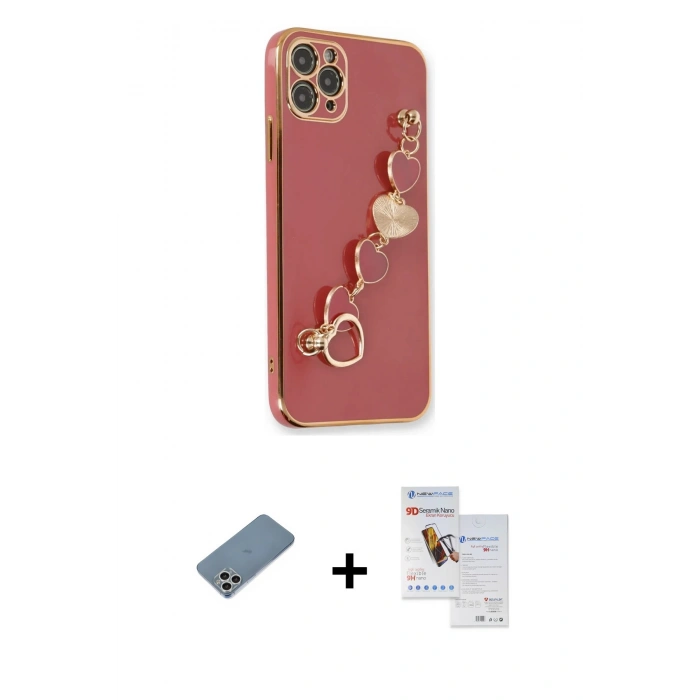MARSİLYAN™- iPhone 11 Pro Max Kılıf Nova Işık Prime - Siyah Seramik Nano Ekran Koruyucu + Shine Kamera Lens Koruma Cam - GS