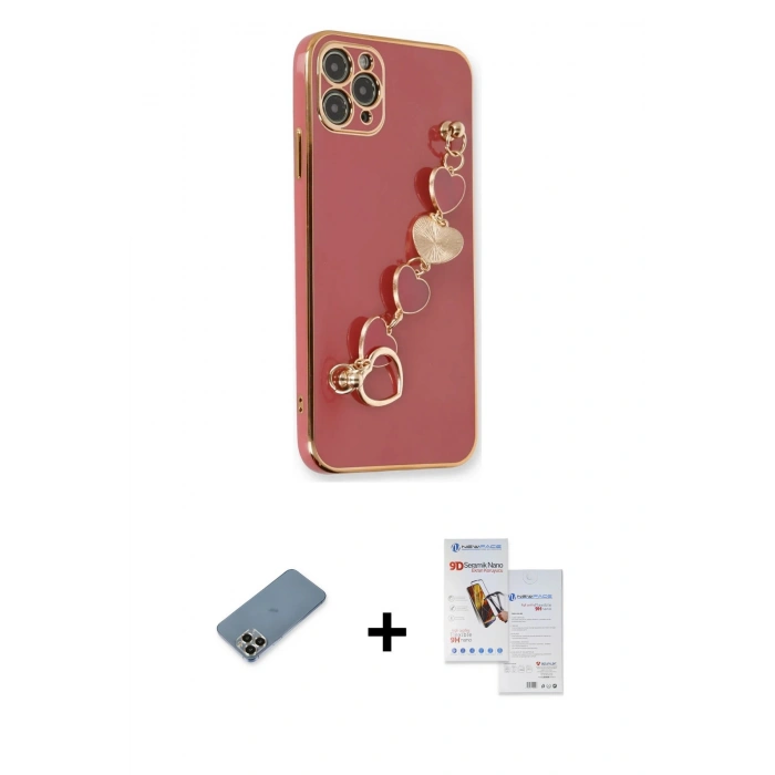MARSİLYAN™- iPhone 11 Pro Max Kılıf Nova Işık Prime - Siyah Seramik Nano Ekran Koruyucu + Metal Kamera Lens Koruma Cam - GD