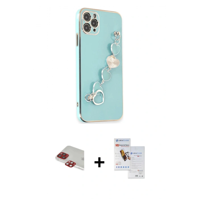 MARSİLYAN™- iPhone 11 Pro Max Kılıf Nova Işık Prime - Siyah Seramik Nano Ekran Koruyucu + Pers Alüminyum Kamera Lens - KI