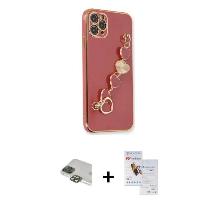 MARSİLYAN™- iPhone 11 Pro Max Kılıf Nova Işık Prime - Siyah Seramik Nano Ekran Koruyucu + Pers Alüminyum Kamera Lens - YL