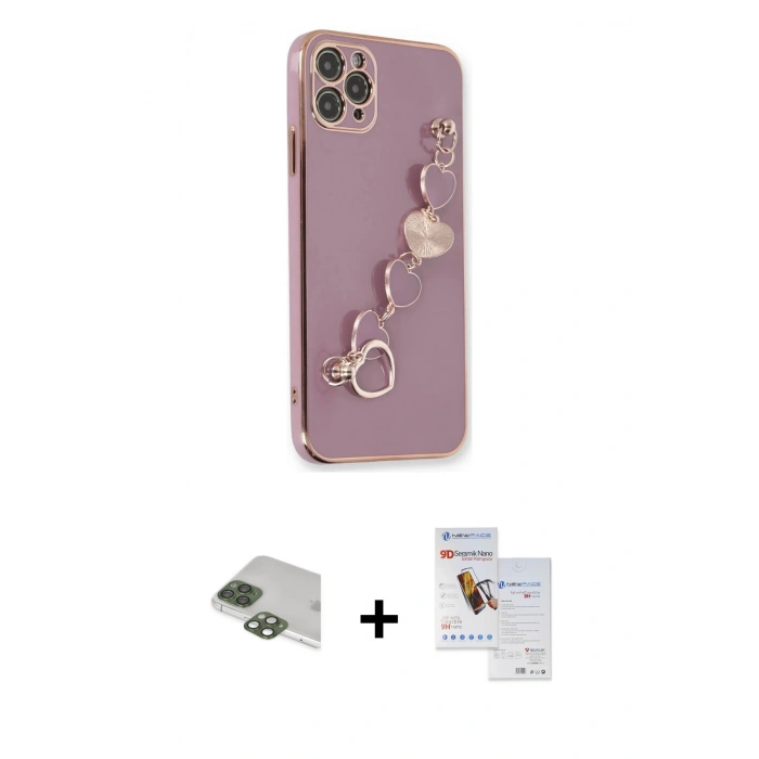 MARSİLYAN™- iPhone 11 Pro Max Kılıf Nova Işık Prime - Siyah Seramik Nano Ekran Koruyucu + Pers Alüminyum Kamera Lens - YL