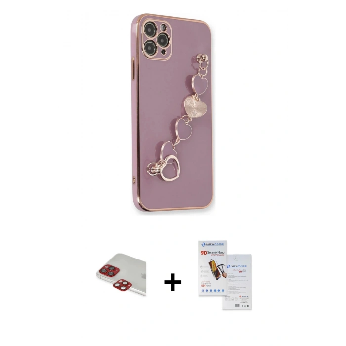 MARSİLYAN™- iPhone 11 Pro Max Kılıf Nova Işık Prime - Siyah Seramik Nano Ekran Koruyucu + Pers Alüminyum Kamera Lens - KI