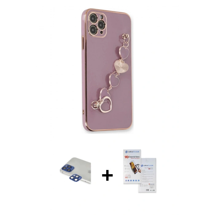 MARSİLYAN™- iPhone 11 Pro Max Kılıf Nova Işık Prime - Siyah Seramik Nano Ekran Koruyucu + Pers Alüminyum Kamera Lens - LT