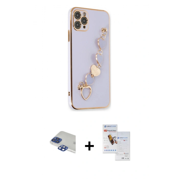 MARSİLYAN™- iPhone 11 Pro Max Kılıf Nova Işık Prime - Siyah Seramik Nano Ekran Koruyucu + Pers Alüminyum Kamera Lens - LT