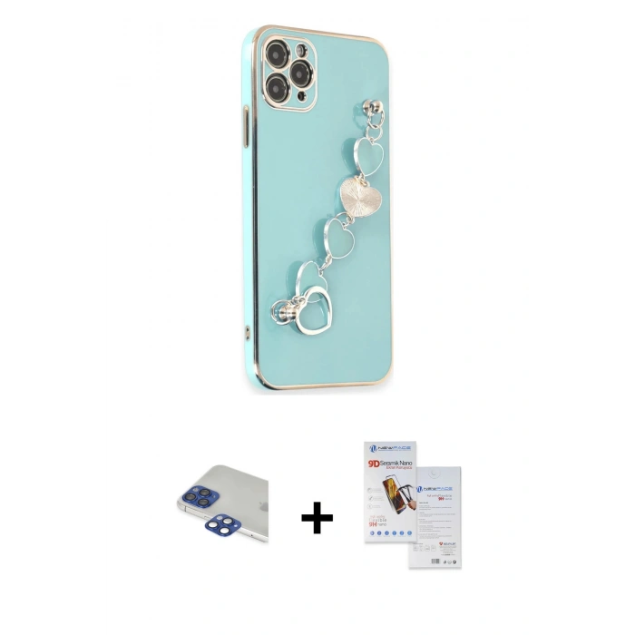 MARSİLYAN™- iPhone 11 Pro Max Kılıf Nova Işık Prime - Siyah Seramik Nano Ekran Koruyucu + Pers Alüminyum Kamera Lens - LT