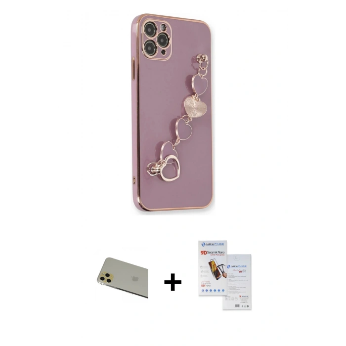 MARSİLYAN™- iPhone 11 Pro Max Kılıf Nova Işık Prime - Siyah Seramik Nano Ekran Koruyucu + Rainbow Kamera Lens Koruma Cam - GD