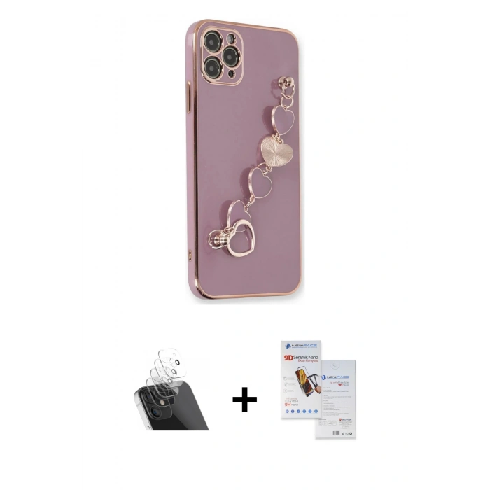 MARSİLYAN™- iPhone 11 Pro Max Kılıf Nova Işık Prime - Siyah Seramik Nano Ekran Koruyucu + Kamera Lens Koruma Cam - SF
