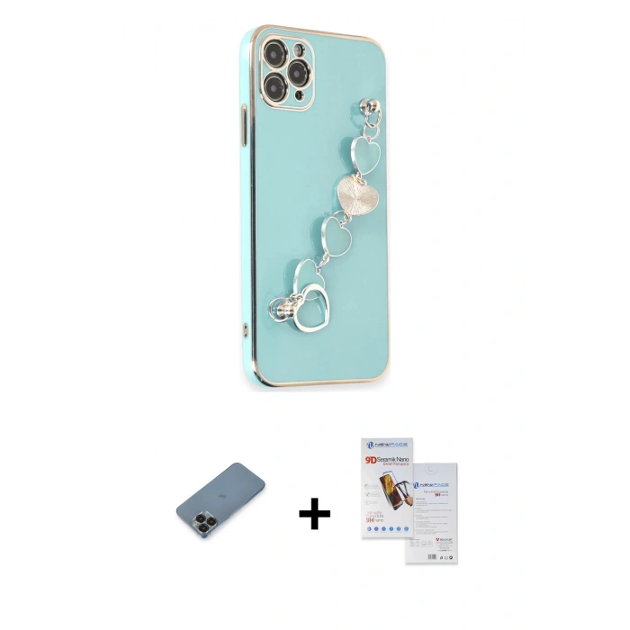 MARSİLYAN™- iPhone 11 Pro Max Kılıf Nova Işık Prime - Siyah Seramik Nano Ekran Koruyucu + Metal Kamera Lens Koruma Cam - SH