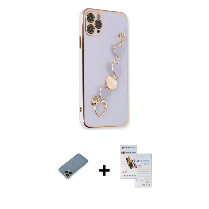 MARSİLYAN™- iPhone 11 Pro Max Kılıf Nova Işık Prime - Siyah Seramik Nano Ekran Koruyucu + Metal Kamera Lens Koruma Cam - SH