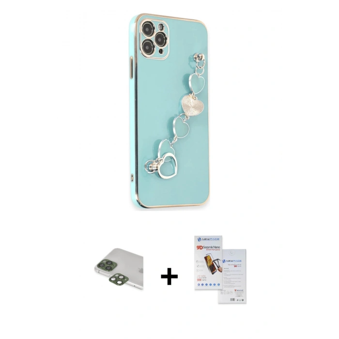 MARSİLYAN™- iPhone 11 Pro Max Kılıf Nova Işık Prime - Siyah Seramik Nano Ekran Koruyucu + Pers Alüminyum Kamera Lens - YL