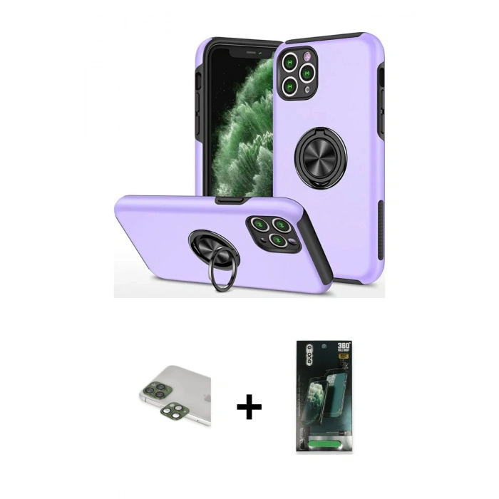 MARSİLYAN™- iPhone 11 Pro Max Kılıf Odak Form Prime - Şeffaf 360 Full Body Arka Koruyucu + Pers Alüminyum Kamera Lens - YL