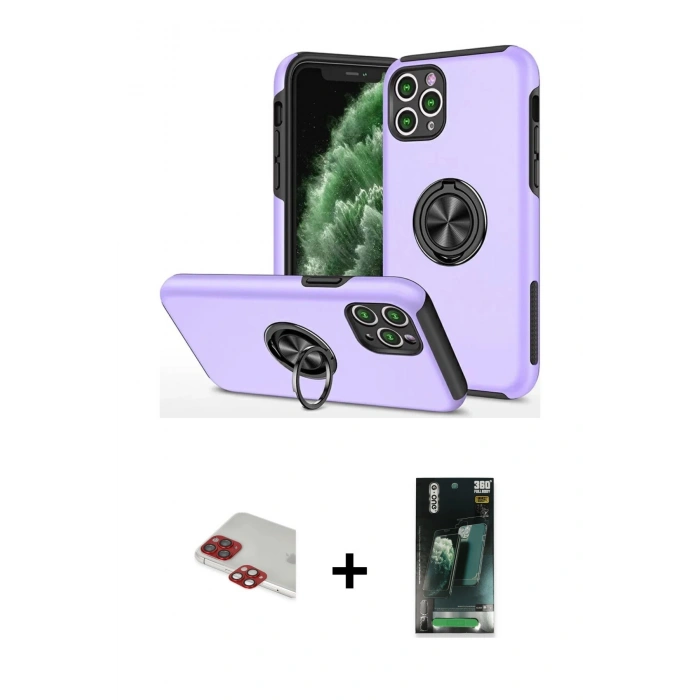 MARSİLYAN™- iPhone 11 Pro Max Kılıf Odak Form Prime - Şeffaf 360 Full Body Arka Koruyucu + Pers Alüminyum Kamera Lens - KI
