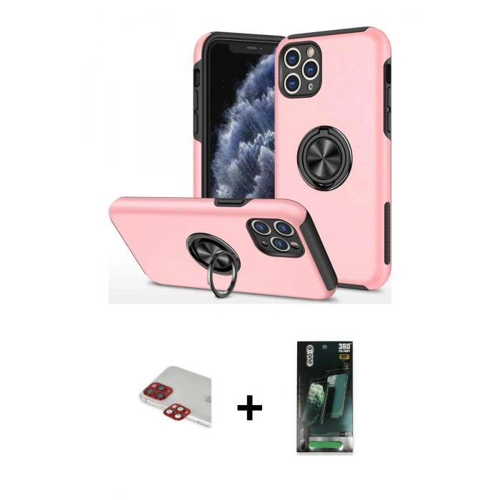 MARSİLYAN™- iPhone 11 Pro Max Kılıf Odak Form Prime - Şeffaf 360 Full Body Arka Koruyucu + Pers Alüminyum Kamera Lens - KI