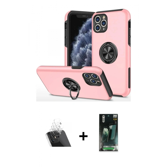 MARSİLYAN™- iPhone 11 Pro Max Kılıf Odak Form Prime - Şeffaf 360 Full Body Arka Koruyucu + Kamera Lens Koruma Cam - SF