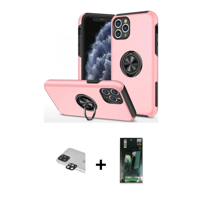 MARSİLYAN™- iPhone 11 Pro Max Kılıf Odak Form Prime - Şeffaf 360 Full Body Arka Koruyucu + Pers Alüminyum Kamera Lens - SH