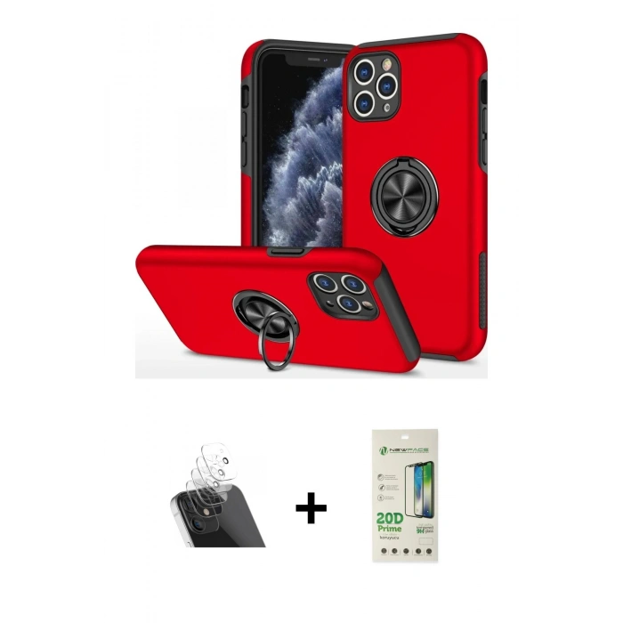 MARSİLYAN™- iPhone 11 Pro Max Kılıf Odak Form Prime - Siyah 20D Premium Cam Ekran Koruyucu + Kamera Lens Koruma Cam - SF