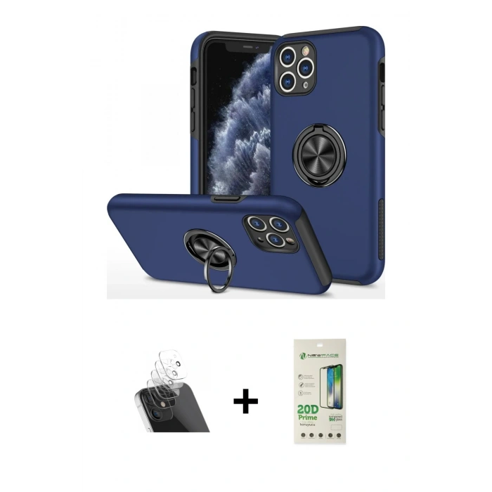 MARSİLYAN™- iPhone 11 Pro Max Kılıf Odak Form Prime - Siyah 20D Premium Cam Ekran Koruyucu + Kamera Lens Koruma Cam - SF