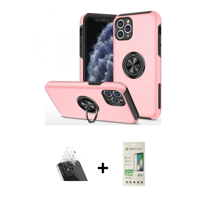 MARSİLYAN™- iPhone 11 Pro Max Kılıf Odak Form Prime - Siyah 20D Premium Cam Ekran Koruyucu + Kamera Lens Koruma Cam - SF