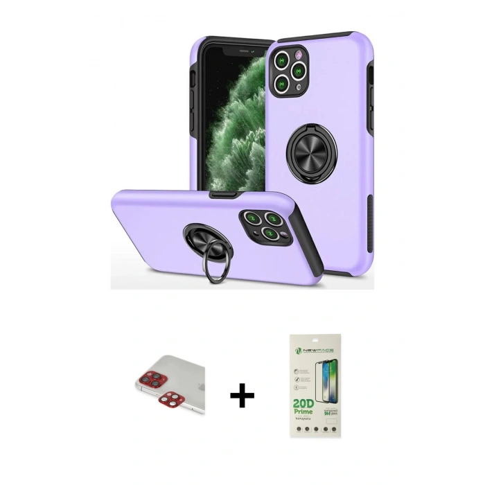 MARSİLYAN™- iPhone 11 Pro Max Kılıf Odak Form Prime - Siyah 20D Premium Cam Ekran Koruyucu + Pers Alüminyum Kamera Lens - KI
