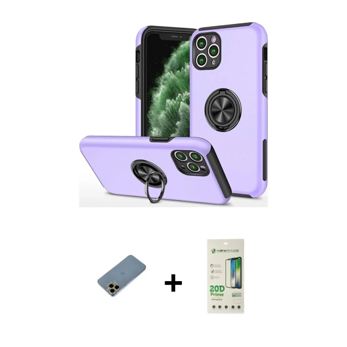 MARSİLYAN™- iPhone 11 Pro Max Kılıf Odak Form Prime - Siyah 20D Premium Cam Ekran Koruyucu + Shine Kamera Lens Koruma Cam - GD