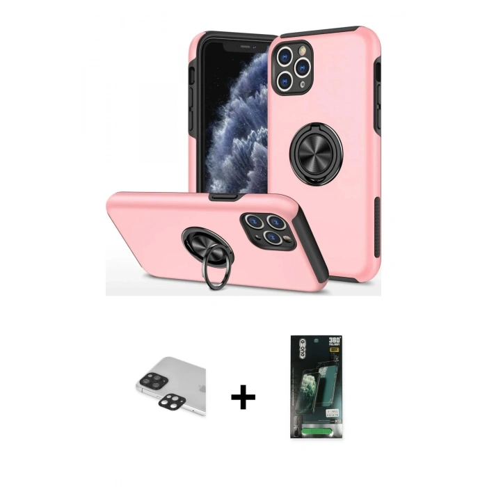 MARSİLYAN™- iPhone 11 Pro Max Kılıf Odak Form Prime - Siyah 360 Mat Full Body Arka Koruyucu + Siyah Pers Alüminyum Kamera Lens