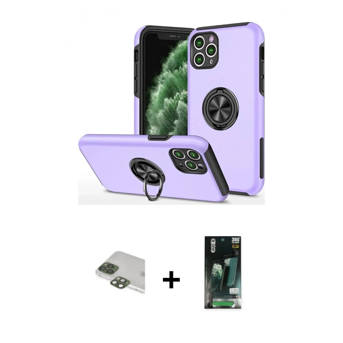 MARSİLYAN™- iPhone 11 Pro Max Kılıf Odak Form Prime - Siyah 360 Mat Full Body Arka Koruyucu + Pers Alüminyum Kamera Lens - YL