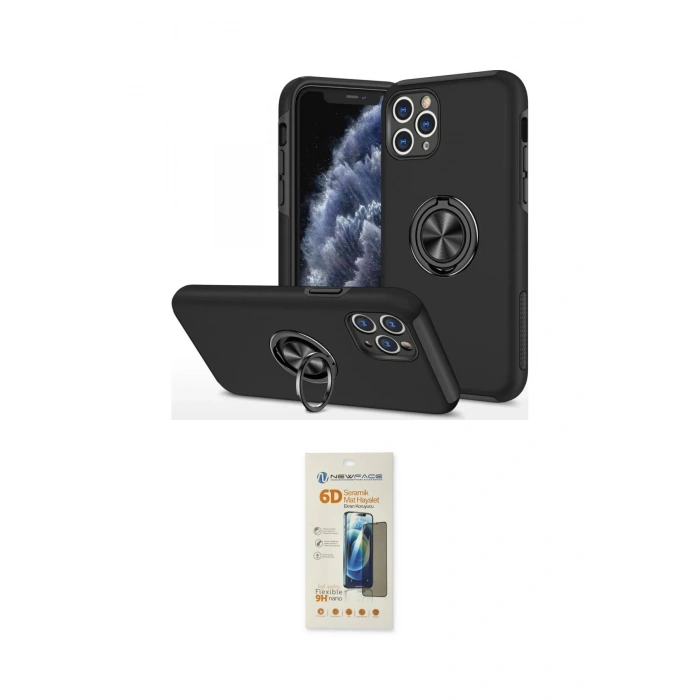 MARSİLYAN™- iPhone 11 Pro Max Kılıf Odak Form Prime - Siyah 6D Mat Seramik Hayalet Nano Ekran Koruyucu