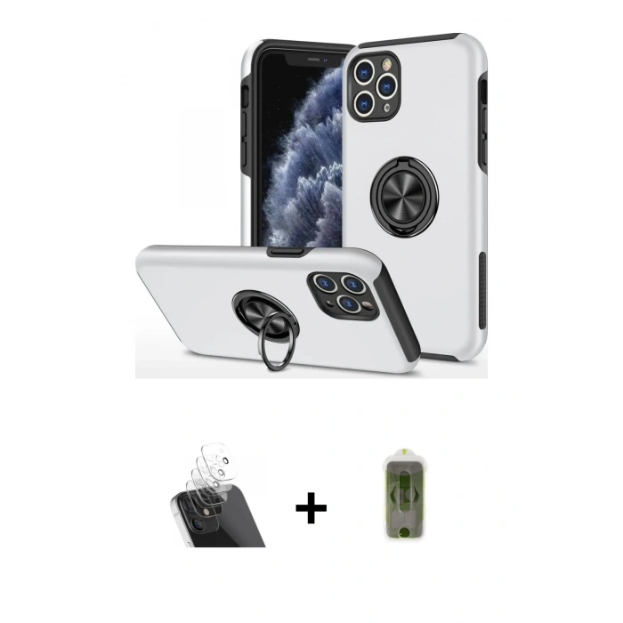 MARSİLYAN™- iPhone 11 Pro Max Kılıf Odak Form Prime - Siyah Joko Magic 5D Hayalet Cam + Kamera Lens Koruma Cam - SF