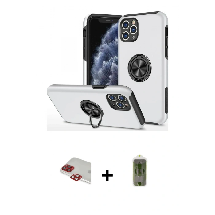 MARSİLYAN™- iPhone 11 Pro Max Kılıf Odak Form Prime - Siyah Joko Magic 5D Hayalet Cam + Pers Alüminyum Kamera Lens - KI