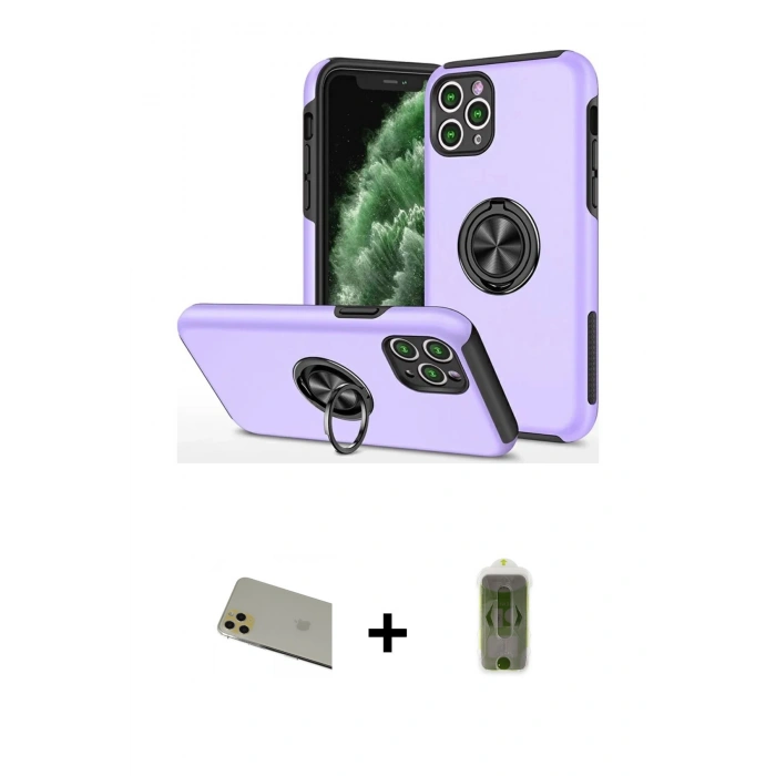 MARSİLYAN™- iPhone 11 Pro Max Kılıf Odak Form Prime - Siyah Joko Magic 5D Hayalet Cam + Rainbow Kamera Lens Koruma Cam - GD