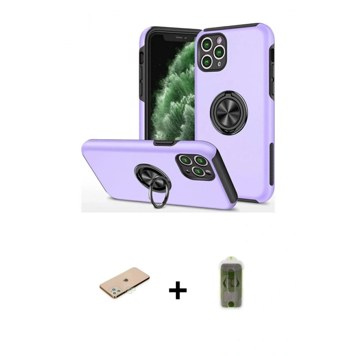 MARSİLYAN™- iPhone 11 Pro Max Kılıf Odak Form Prime - Siyah Joko Magic 5D Hayalet Cam + Renkli Kamera Lens Koruma Cam - YL