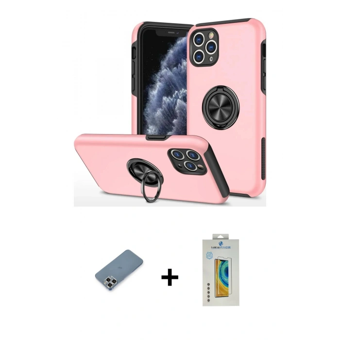 MARSİLYAN™- iPhone 11 Pro Max Kılıf Odak Form Prime - Siyah Polymer Nano Ekran Koruyucu + Metal Kamera Lens Koruma Cam - GS