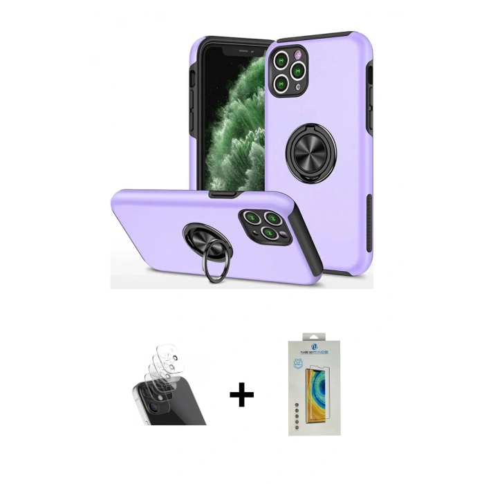 MARSİLYAN™- iPhone 11 Pro Max Kılıf Odak Form Prime - Siyah Polymer Nano Ekran Koruyucu + Kamera Lens Koruma Cam - SF