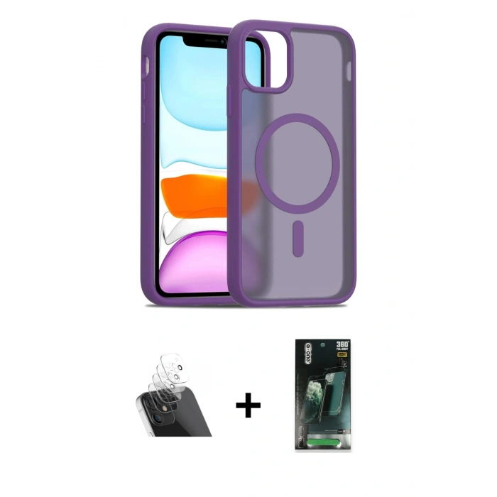 MARSİLYAN™- iPhone 11 Pro Max Kılıf Siluet Minimal Prime - Şeffaf 360 Full Body Arka Koruyucu + Şeffaf Kamera Lens Koruma Cam