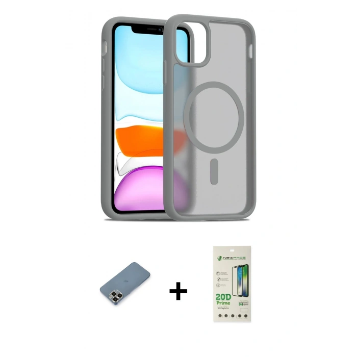 MARSİLYAN™- iPhone 11 Pro Max Kılıf Siluet Minimal Prime - Siyah 20D Premium Cam Ekran Koruyucu + Metal Kamera Lens Koruma Cam - GD