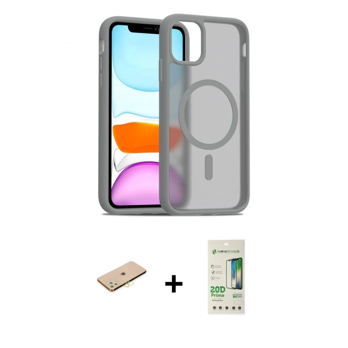 MARSİLYAN™- iPhone 11 Pro Max Kılıf Siluet Minimal Prime - Siyah 20D Premium Cam Ekran Koruyucu + Renkli Kamera Lens Koruma Cam - SI