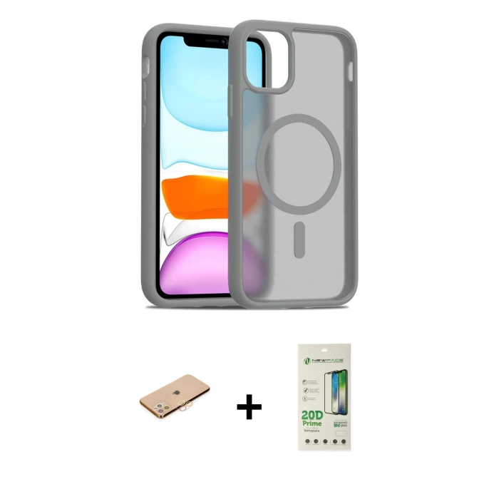 MARSİLYAN™- iPhone 11 Pro Max Kılıf Siluet Minimal Prime - Siyah 20D Premium Cam Ekran Koruyucu + Renkli Kamera Lens Koruma Cam - TU