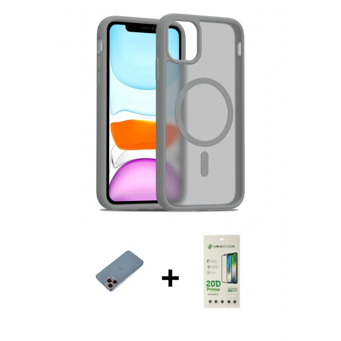 MARSİLYAN™- iPhone 11 Pro Max Kılıf Siluet Minimal Prime - Siyah 20D Premium Cam Ekran Koruyucu + Shine Kamera Lens Koruma Cam - PE
