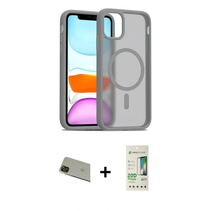 MARSİLYAN™- iPhone 11 Pro Max Kılıf Siluet Minimal Prime - Siyah 20D Premium Cam Ekran Koruyucu + Rainbow Kamera Lens Koruma Cam - YL