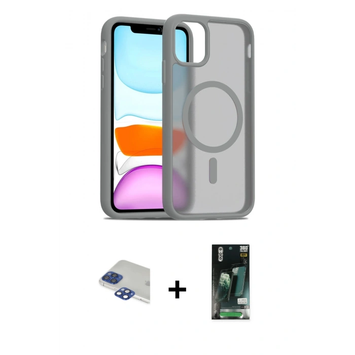 MARSİLYAN™- iPhone 11 Pro Max Kılıf Siluet Minimal Prime - Siyah 360 Mat Full Body Arka Koruyucu + Pers Alüminyum Kamera Lens - LT