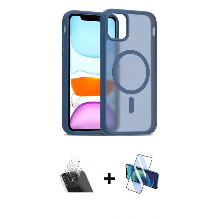 MARSİLYAN™- iPhone 11 Pro Max Kılıf Siluet Minimal Prime - Siyah 3D Antistatik Seramik Nano Ekran Koruyucu + Kamera Lens Koruma Cam - SF