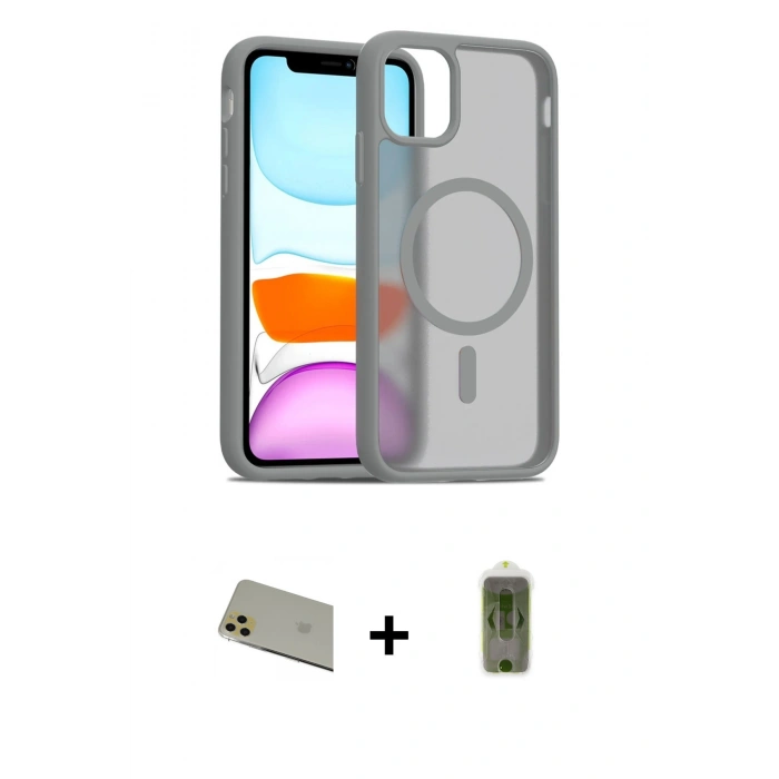 MARSİLYAN™- iPhone 11 Pro Max Kılıf Siluet Minimal Prime - Siyah Joko Magic 5D Hayalet Cam + Rainbow Kamera Lens Koruma Cam - GD