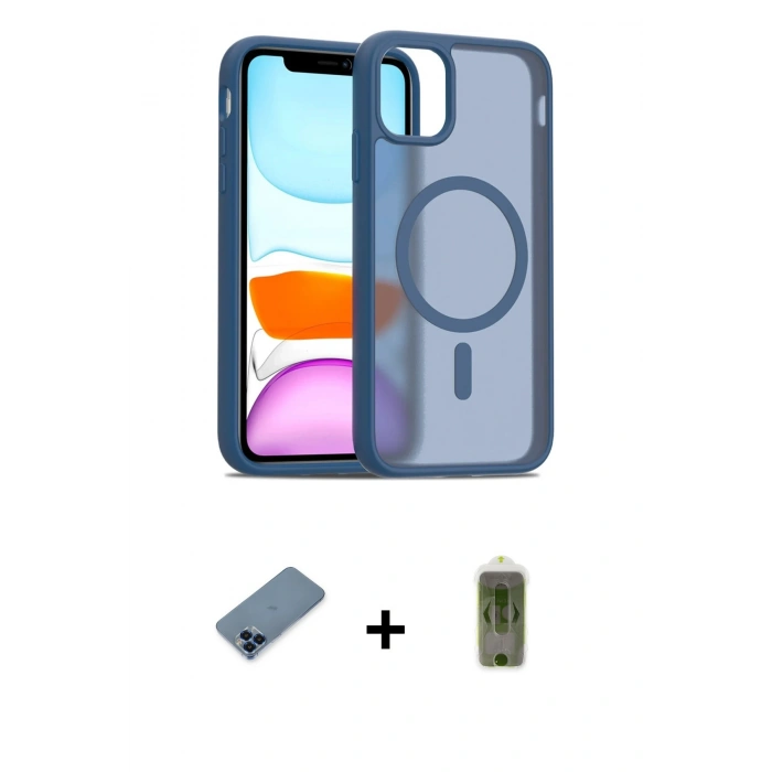 MARSİLYAN™- iPhone 11 Pro Max Kılıf Siluet Minimal Prime - Siyah Joko Magic 5D Hayalet Cam + Metal Kamera Lens Koruma Cam - MI