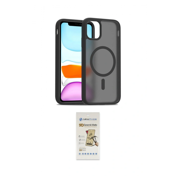 MARSİLYAN™- iPhone 11 Pro Max Kılıf Siluet Minimal Prime - Siyah Mat Seramik Nano Ekran Koruyucu
