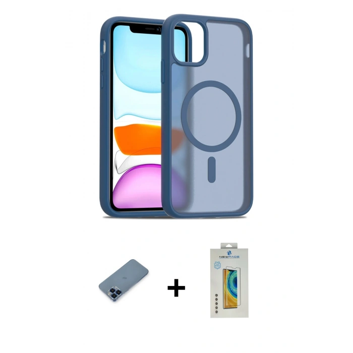 MARSİLYAN™- iPhone 11 Pro Max Kılıf Siluet Minimal Prime - Siyah Polymer Nano Ekran Koruyucu + Metal Kamera Lens Koruma Cam - MI