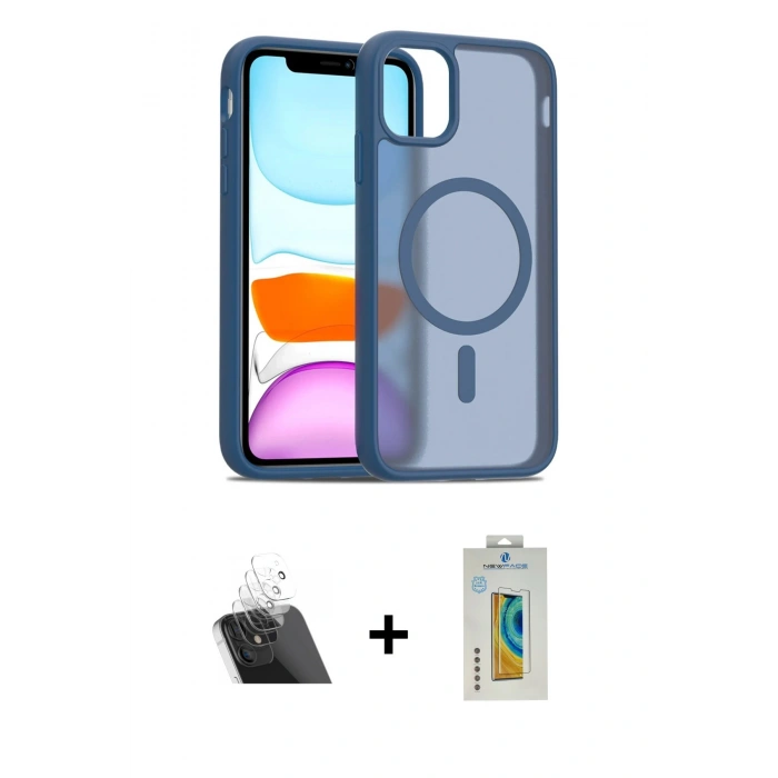 MARSİLYAN™- iPhone 11 Pro Max Kılıf Siluet Minimal Prime - Siyah Polymer Nano Ekran Koruyucu + Şeffaf Kamera Lens Koruma Cam
