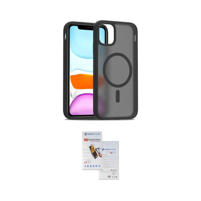 MARSİLYAN™- iPhone 11 Pro Max Kılıf Siluet Minimal Prime - Siyah Seramik Nano Ekran Koruyucu