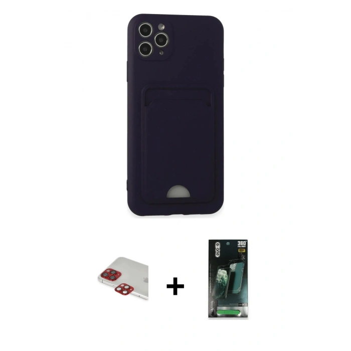 MARSİLYAN™- iPhone 11 Pro Max Kılıf Vadi Çizgi Prime - Şeffaf 360 Full Body Arka Koruyucu + Pers Alüminyum Kamera Lens - KI