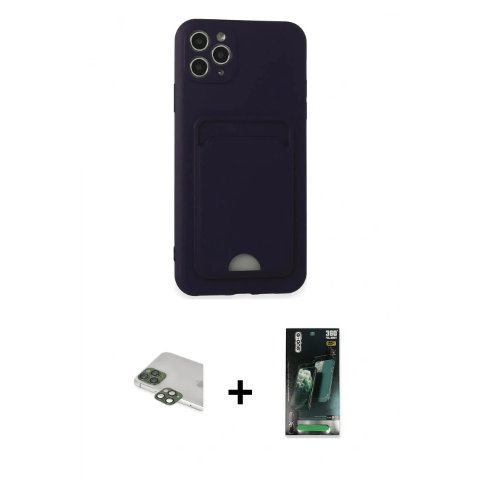MARSİLYAN™- iPhone 11 Pro Max Kılıf Vadi Çizgi Prime - Şeffaf 360 Full Body Arka Koruyucu + Pers Alüminyum Kamera Lens - YL